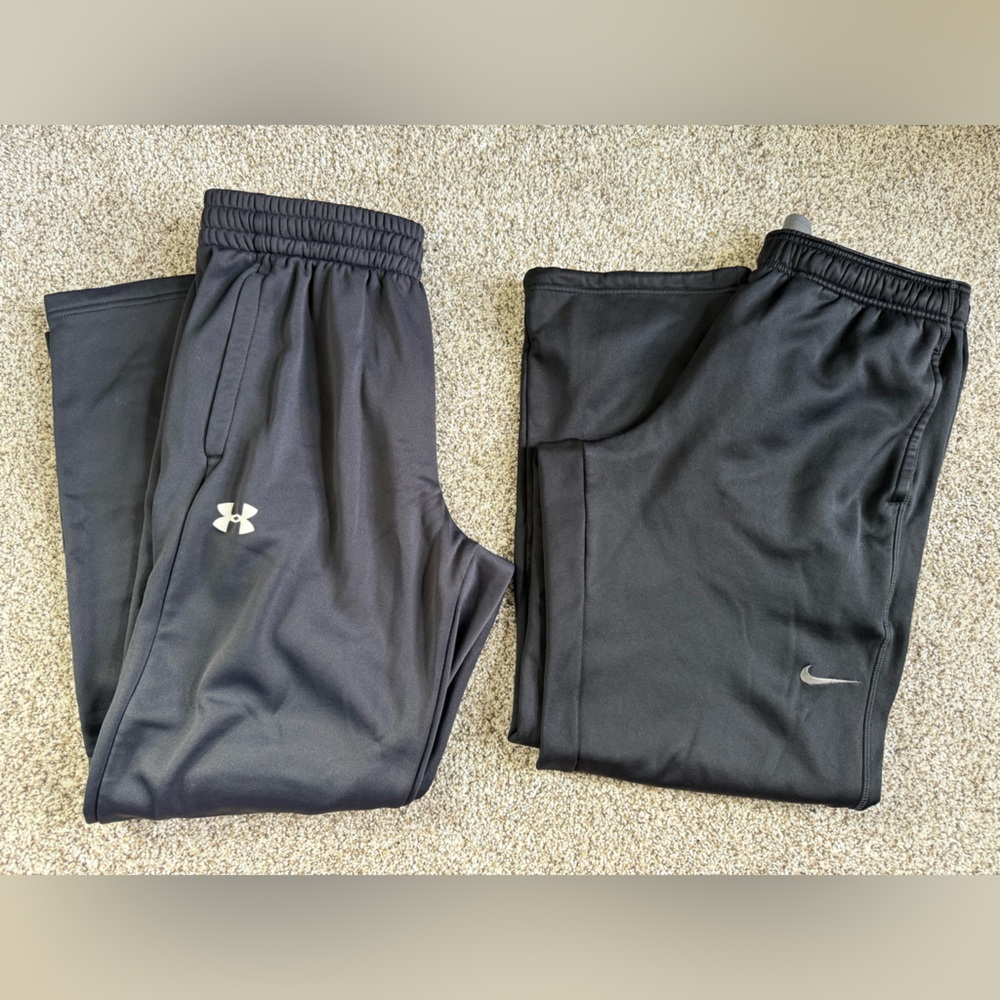 Under Armour and Nike Black Athletic sweat pants